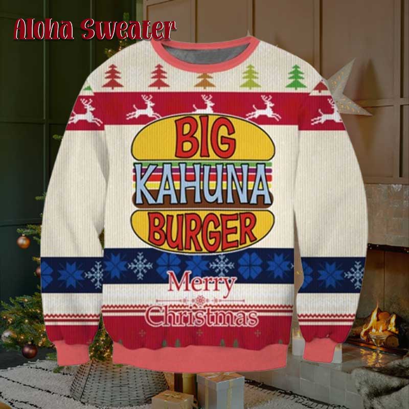 Big Big Kahuna Burger Pulp Fiction Ugly Christmas Sweater - Aloha Ugly Christmas Sweaters