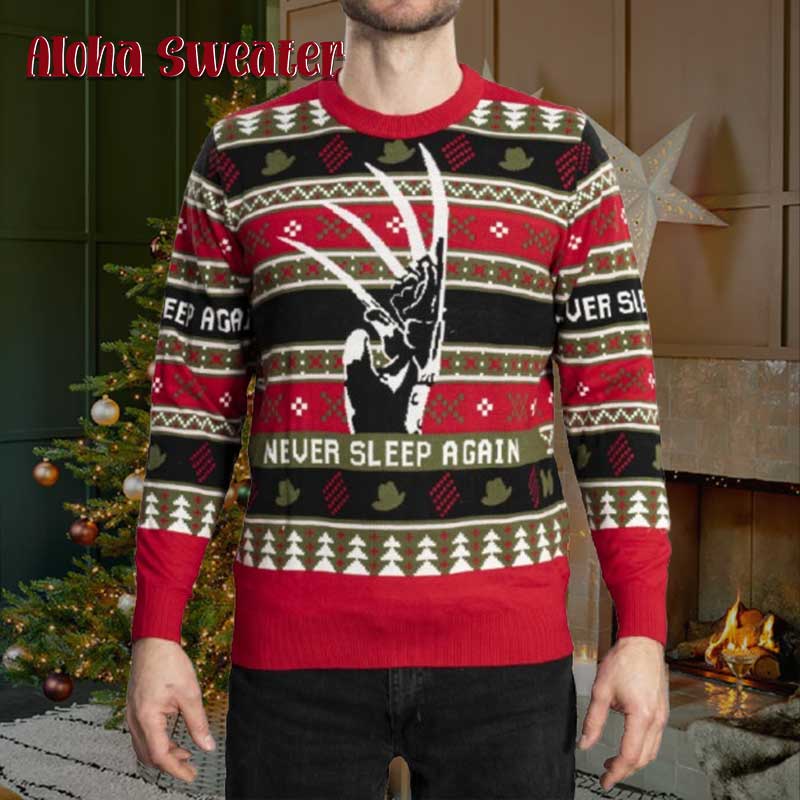 Elm Street Freddy Krueger Friend Ugly Christmas Sweater - Aloha Ugly Christmas Sweaters