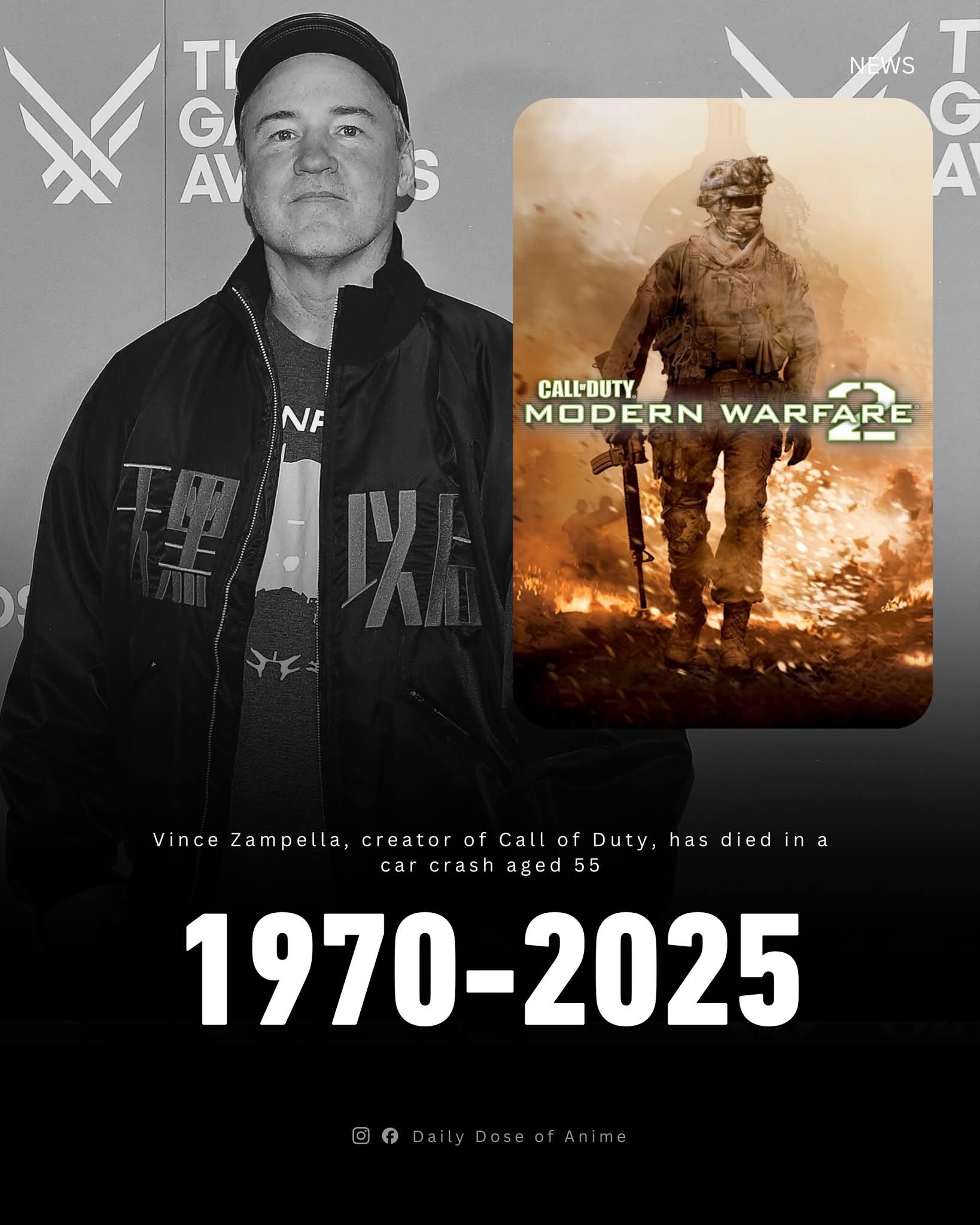 Rest in peace to the creator of Call of Duty, Vinc..