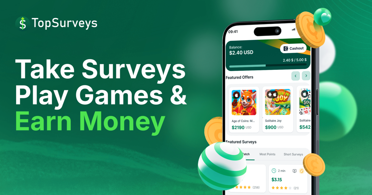 TopSurveys: Earn Free Cash for Surveys & Games ｜ Start Today